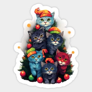 Cat Christmas Tree Sticker